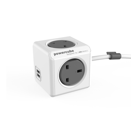 Allocacoc Power Cube Extension + USB (4 Plugs + 2 USB + Cable 1.5M) Gray