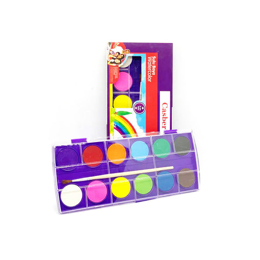 Casber Water Colors With Brush (12 Colors) 3013