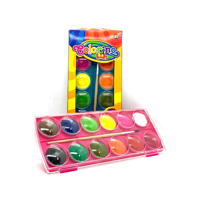 Coloring Kids Water Colors With Brush (12 Colors) 3012