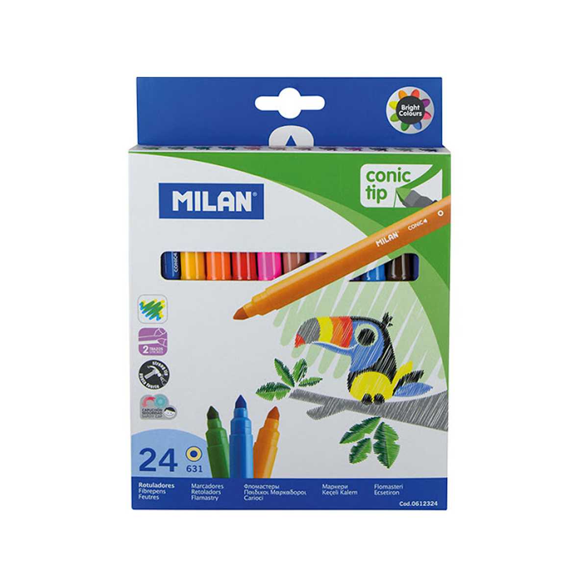 Milan Conical Tip Fibre Pens (Set of 24)