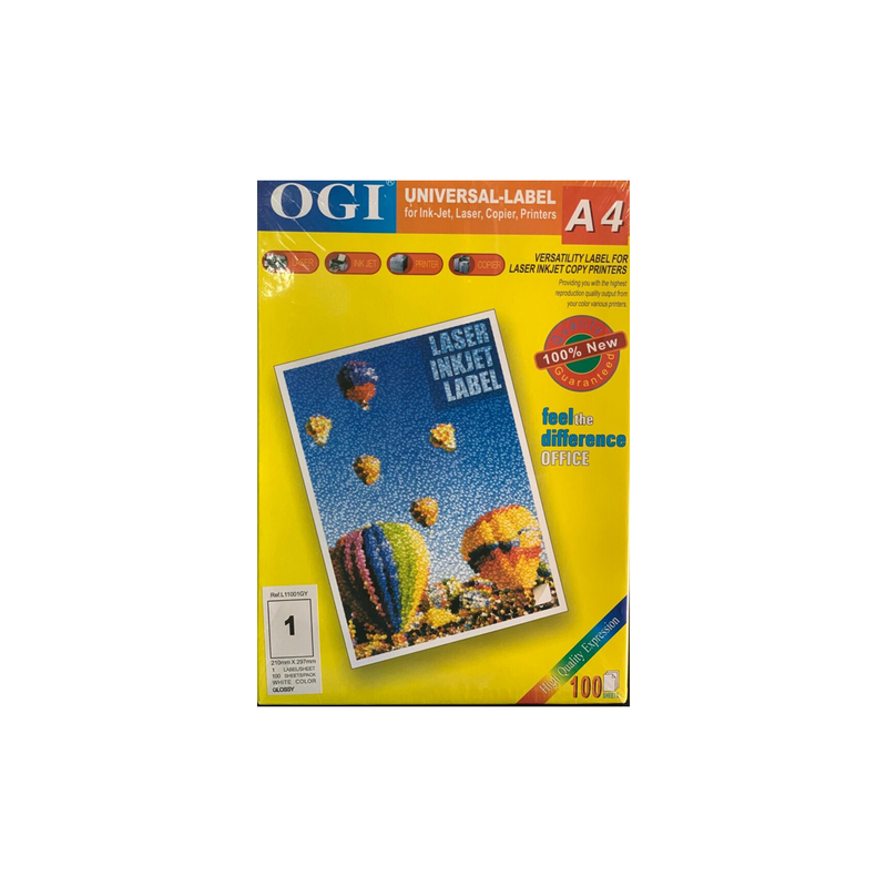 OGI A4 Label 210*297 Mm (100 sheets - 1 Label Per Sheet) L11001