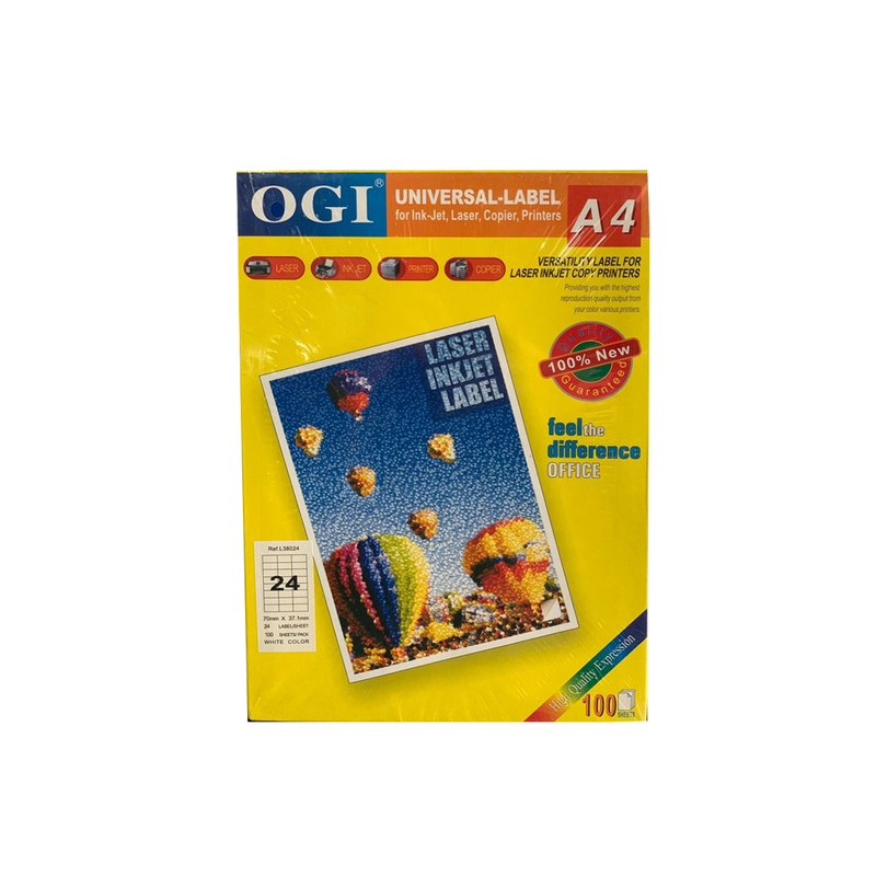 OGI A4 Label 24 70*37.1 Mm (100 sheets - 24 Labels Per Sheet) L38024