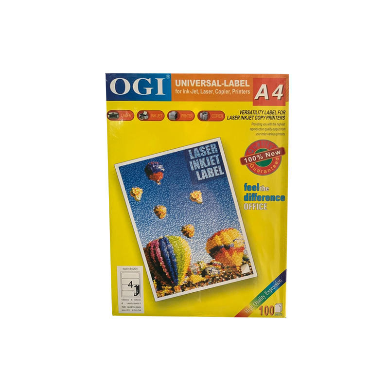 OGI A4 Label 190*61 Mm (100 sheets - 4 Labels Per Sheet) N14004