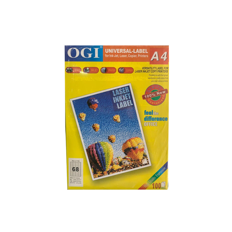 OGI A4 Label 48*16.9 Mm L41768 (100 sheets - 68 Labels Per Sheet)